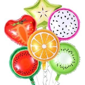 6 PIECE FRUIT SHAPED BALLOON SET
